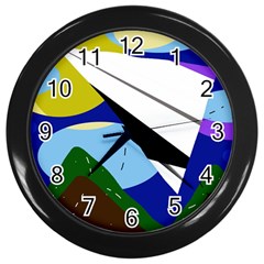 Paper Airplane Wall Clocks (black) by Valentinaart