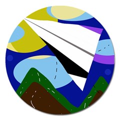 Paper Airplane Magnet 5  (round) by Valentinaart