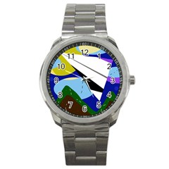 Paper Airplane Sport Metal Watch by Valentinaart