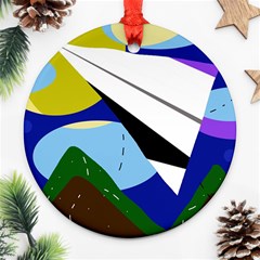 Paper Airplane Round Ornament (two Sides) 