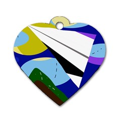 Paper Airplane Dog Tag Heart (one Side) by Valentinaart