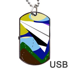 Paper Airplane Dog Tag Usb Flash (two Sides) 