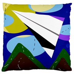 Paper Airplane Large Flano Cushion Case (one Side) by Valentinaart