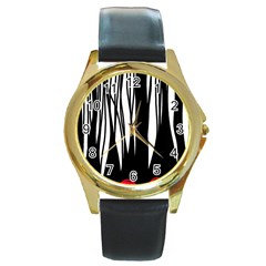 Black Forest Round Gold Metal Watch by Valentinaart