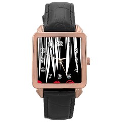 Black Forest Rose Gold Leather Watch  by Valentinaart