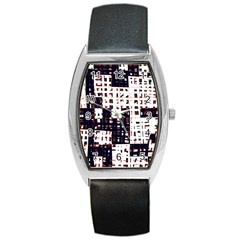 Abstract City Landscape Barrel Style Metal Watch