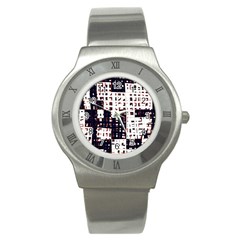 Abstract City Landscape Stainless Steel Watch