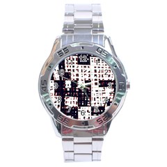 Abstract City Landscape Stainless Steel Analogue Watch