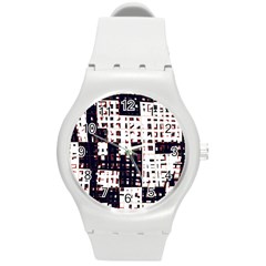 Abstract City Landscape Round Plastic Sport Watch (m) by Valentinaart