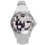 Abstract city landscape Round Plastic Sport Watch (L) Front