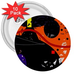 Orange Dream 3  Buttons (10 Pack) 