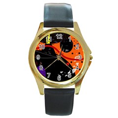 Orange Dream Round Gold Metal Watch