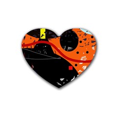 Orange Dream Rubber Coaster (heart)  by Valentinaart