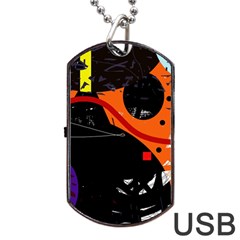 Orange Dream Dog Tag Usb Flash (one Side) by Valentinaart