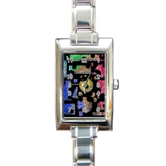 Colorful Puzzle Rectangle Italian Charm Watch by Valentinaart