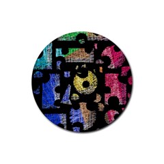 Colorful Puzzle Rubber Coaster (round)  by Valentinaart