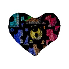 Colorful Puzzle Standard 16  Premium Flano Heart Shape Cushions