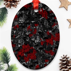 Gray And Red Decorative Art Ornament (oval)  by Valentinaart