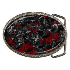 Gray And Red Decorative Art Belt Buckles by Valentinaart