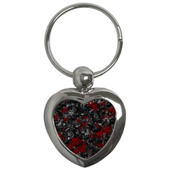 Gray And Red Decorative Art Key Chains (heart)  by Valentinaart