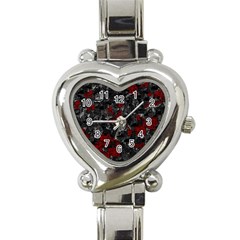 Gray And Red Decorative Art Heart Italian Charm Watch by Valentinaart