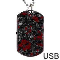 Gray And Red Decorative Art Dog Tag Usb Flash (two Sides)  by Valentinaart