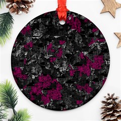 Magenta And Gray Decorative Art Ornament (round)  by Valentinaart