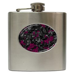 Magenta And Gray Decorative Art Hip Flask (6 Oz) by Valentinaart