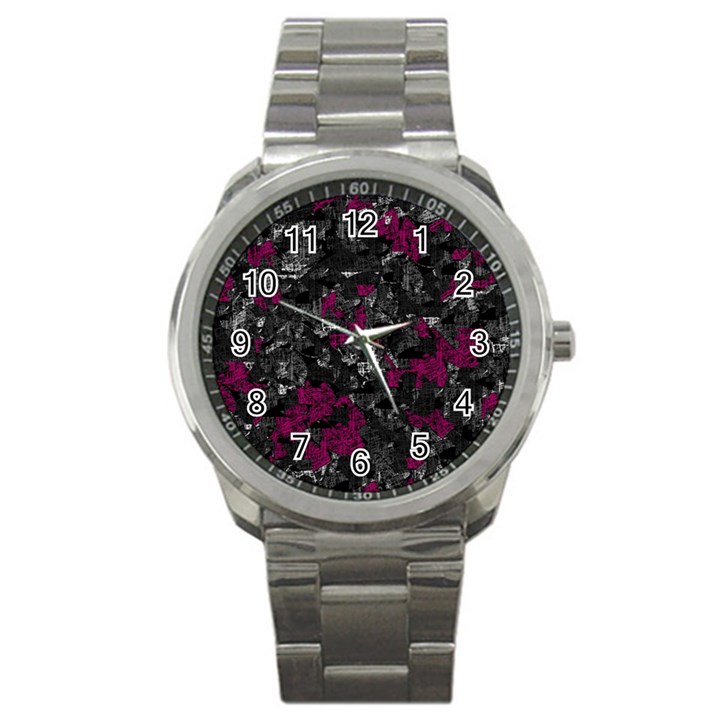 Magenta and gray decorative art Sport Metal Watch