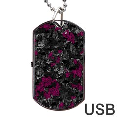 Magenta And Gray Decorative Art Dog Tag Usb Flash (one Side) by Valentinaart