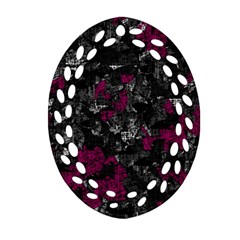 Magenta And Gray Decorative Art Ornament (oval Filigree)  by Valentinaart