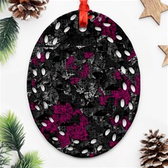 Magenta And Gray Decorative Art Oval Filigree Ornament (2-side)  by Valentinaart