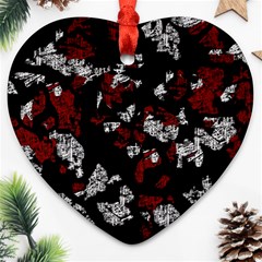 Red, White And Black Abstract Art Ornament (heart)  by Valentinaart