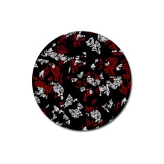 Red, White And Black Abstract Art Magnet 3  (round) by Valentinaart