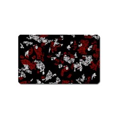 Red, White And Black Abstract Art Magnet (name Card) by Valentinaart