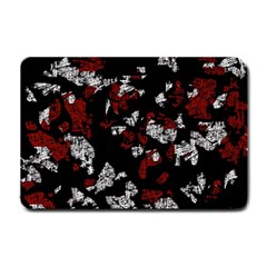 Red, White And Black Abstract Art Small Doormat  by Valentinaart