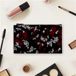 Red, white and black abstract art Cosmetic Bag (Small)  Front