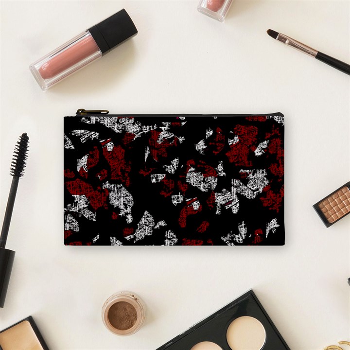 Red, white and black abstract art Cosmetic Bag (Small) 