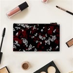 Red, white and black abstract art Cosmetic Bag (Small)  Back