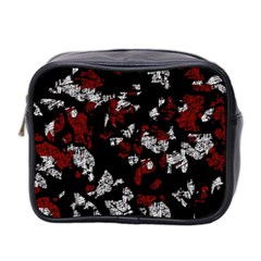 Red, White And Black Abstract Art Mini Toiletries Bag 2-side by Valentinaart