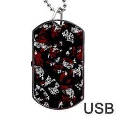 Red, White And Black Abstract Art Dog Tag Usb Flash (one Side)