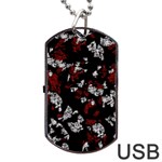 Red, white and black abstract art Dog Tag USB Flash (Two Sides)  Front