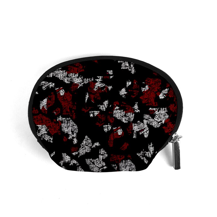 Red, white and black abstract art Accessory Pouches (Small) 