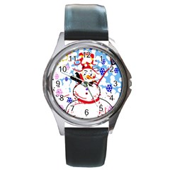 Snowman Round Metal Watch by Valentinaart