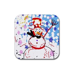 Snowman Rubber Coaster (square)  by Valentinaart