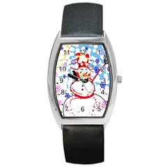 Snowman Barrel Style Metal Watch by Valentinaart