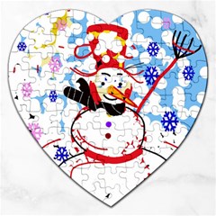 Snowman Jigsaw Puzzle (heart) by Valentinaart