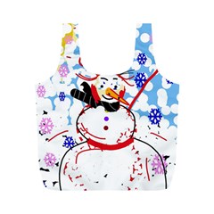 Snowman Full Print Recycle Bags (m)  by Valentinaart