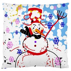 Snowman Large Flano Cushion Case (two Sides) by Valentinaart