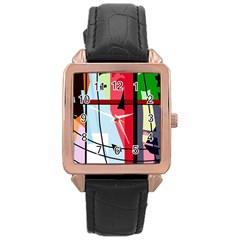 Window Rose Gold Leather Watch  by Valentinaart